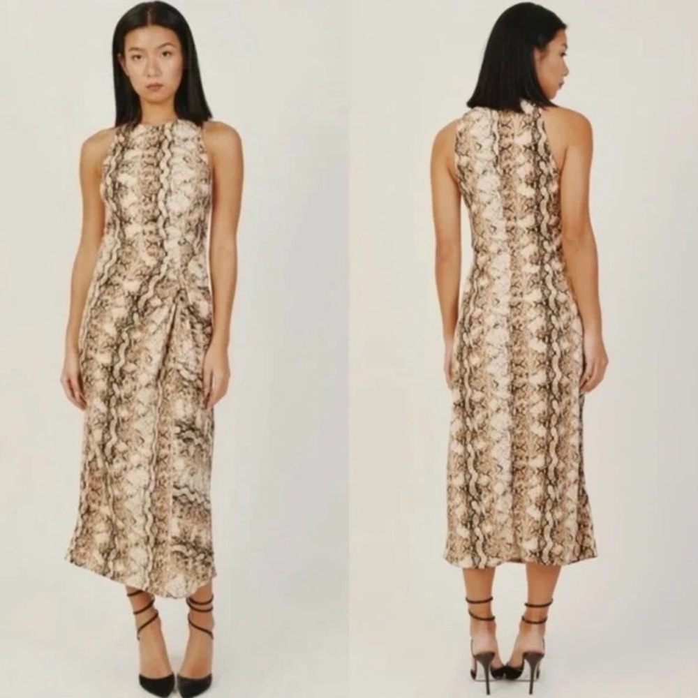 Ronny Kobo Snake Print Midi Dress